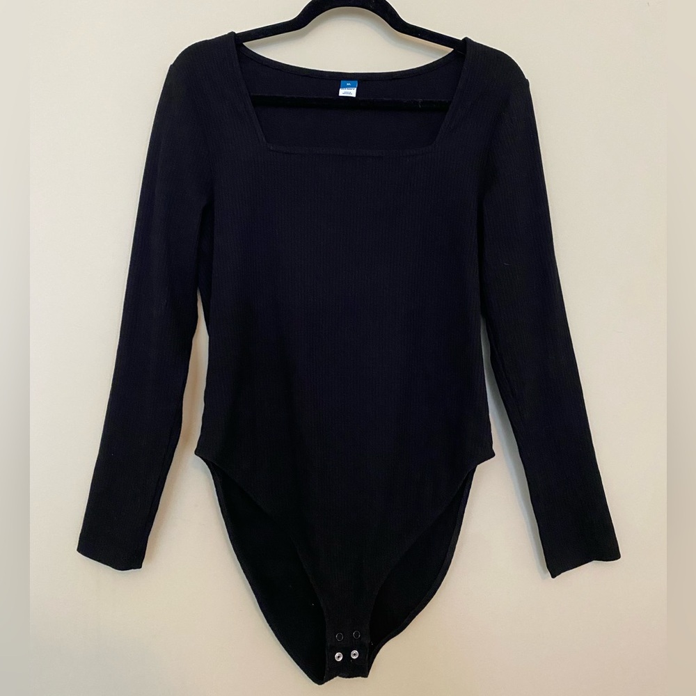 Old Navy Black Long Sleeve Ribbed Body Suit size XL